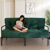 MAXYOYO 8" Futon Mattress Full Size, Extra Thick Futons Sofa Couch Bed, Velvet Floor Mattress for Adults, Shredded Foam Filling (Frame Not Included), Green MAXYOYO