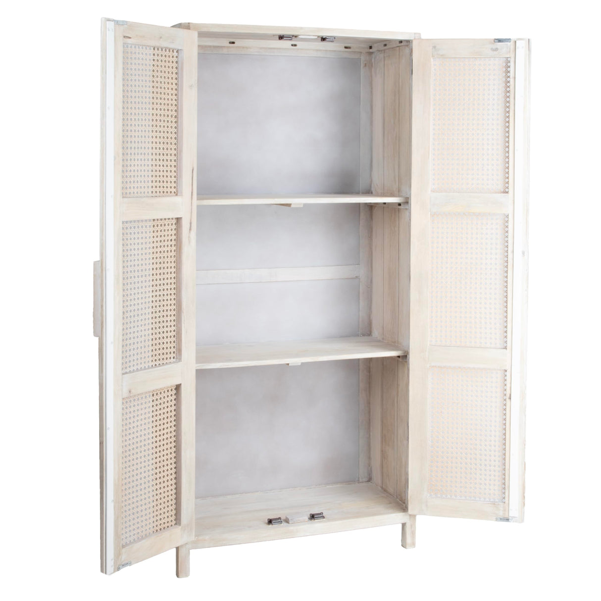 Creative Co-Op Mango Wood and Cane Curio Cabinet with 3 Shelves and 2 Doors, Natural Creative Co-Op