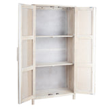 Creative Co-Op Mango Wood and Cane Curio Cabinet with 3 Shelves and 2 Doors, Natural Creative Co-Op