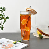 Laosh 40 oz Sublimation Glass Tumbler with Handle, Clear Tumblers with Lid and Straw, 40oz Large Capacity Drinking Glass Cups Bulk for Smoothie, Beer, Coffee, Tea, Milk, soda, water - 4 Pack Laosh