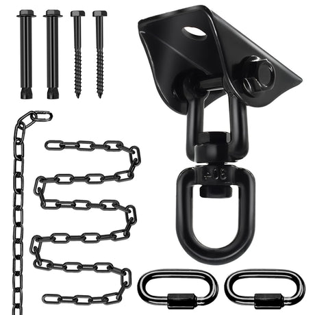 SK CHUMRA Premium Hammock Hanging Kit -1600lbs Capacity, 60" Chain & 360° Hooks, Permanent Color - Ideal for Ceilings, Chandeliers, Acrylic Bubble Chairs & Durable for Indoor/Outdoor Use (Black) SK CHUMRA