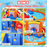 Umbalir 14.2x12.8FT Inflatable Water Park, Giant Slide Bounce House With 2 Long Slides, Thrilling Climbs, Trampoline and Big Splash Pool - 650W Air Blower Included Umbalir