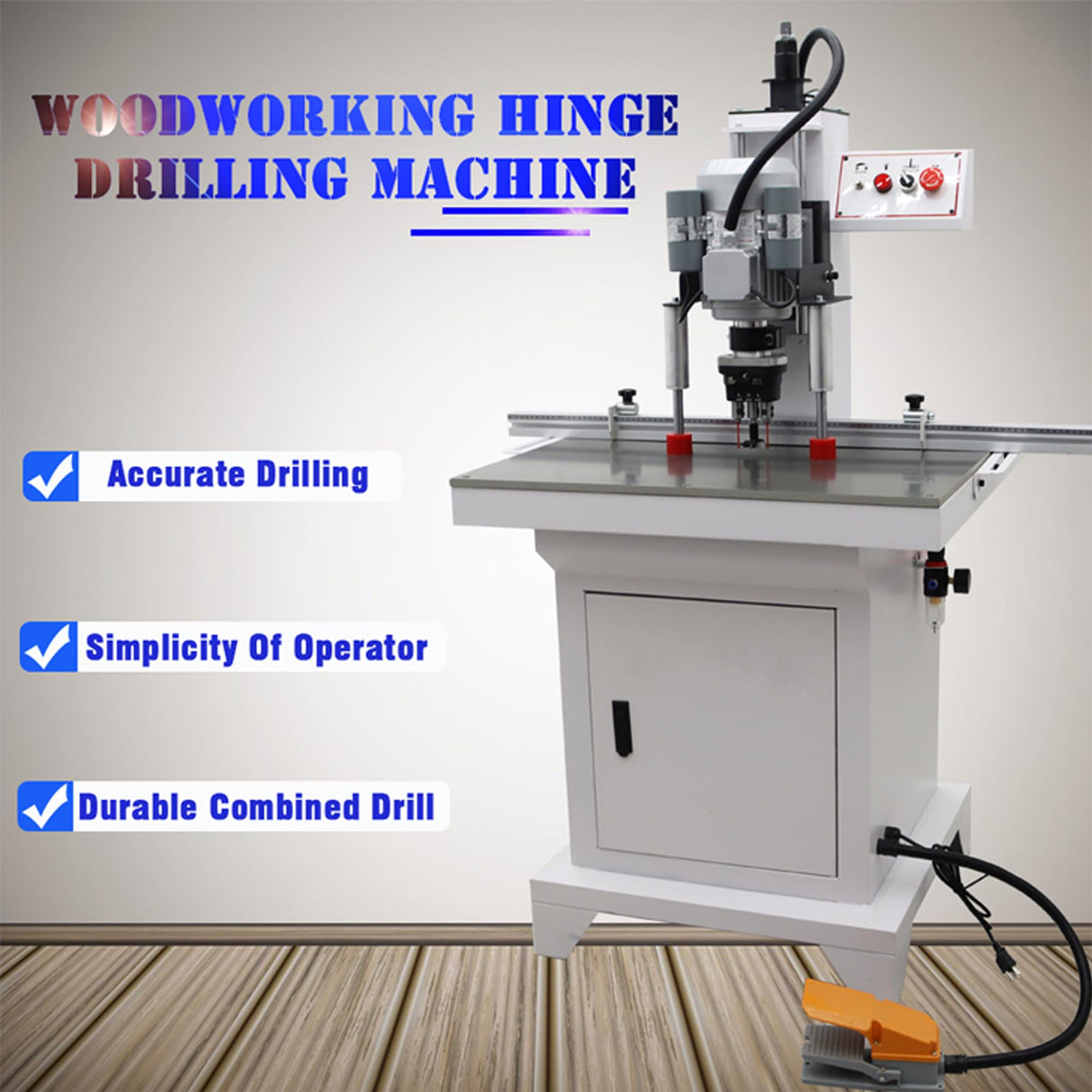 HQHAOTWU Pneumatic Hinge Boring Insertion Machine Single Head Hinge Boring Drill Press Machine Woodworking Hinge Drilling Processing Machine Adjustable Punching Depth 45-9.5 Combined Drill HQHAOTWU