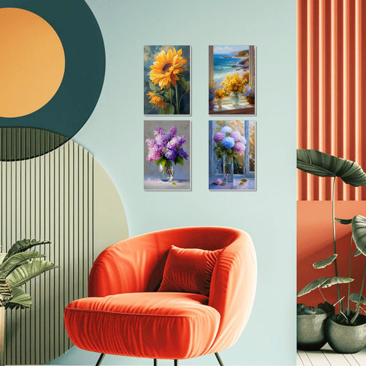 obterie 4 Pack Framed Paint by Numbers Kit for Adults Beginner Canvas Painting by Numbers for Adults Flowers Easy Adult Paint by Number Kits with Frame Floral Watercolor Painting by Number 8x12 Inch obterie