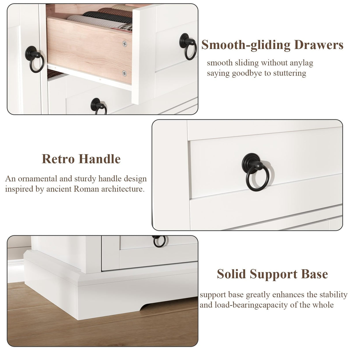 Gyfimoie Farmhouse 7 Drawer Dresser for Bedroom, 52 Inch White Chest of Drawer Dresser with Doors, Storage Dressers Organizer Cabinet for Bedroom, Living Room and Hallway Gyfimoie