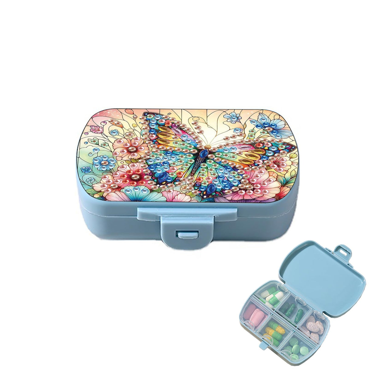 ARTopet Diamond Art Painting Mini Storage Box with 6-Grid Creative Design Compact Portable Small Case for Purse Travel Daily (Butterfly) ARTopet