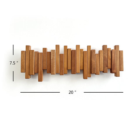Acsigesn Wooden Coat Rack Wall Mounted Sticks Multi Rack Solid Handmade Natural Cherry Wood Artwork with 5 Flip-Down Unique Modern Hooks for Coats Bag Hat Umbrella Acsigesn