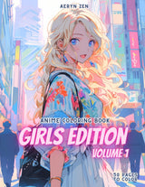 Anime Coloring Book: Girls Edition 1: Manga Art & Anime Enthusiasts Stress Relief Adult Coloring WoodArtSupply
