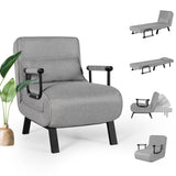 TYBOATLE Folding Chair Bed, Comfy Convertible Sleeper Sofa, 5 in 1 Folding Bed with 5-Position Adjustable Backrest & Pillow, Floor Single Chairs, Cozy Futon Chair for Small Spaces, Office (Light Grey) TYBOATLE