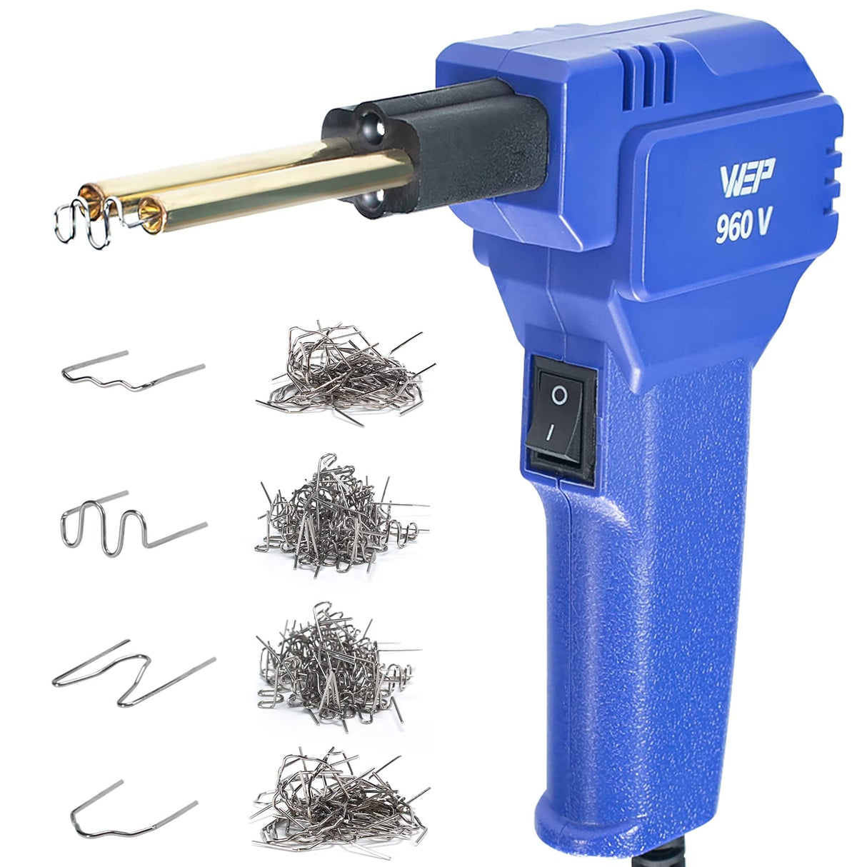 WEP 960-V Plastic Welder Kit 110V with LED Lights with 200 Hot Staples and Pliers for Car Bumper Plastic Welding, Plastic Gas Tank Repair, a Great Automotive Tools for Mechanics WEP