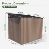 Breezestival 7'x5.5' Lean to Shed Large Storage Room Galvanized Steel Storage Sheds with Side Door Waterproof Utility Shed with Sloped Roof for Mower, Bike, Garden Tools (Brown) Breezestival