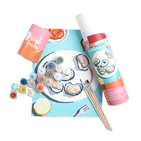 Pink Picasso Kits Mid Century Modern Paint by Number for All Ages | DIY 8x10 Beginners Art Craft Kit Acrylic Paint Canvas Painting Kits as Seen On Shark Tank | (The World is Your Oyster) Pink Picasso