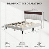 YITAHOME Full Size Bed Frame, LED Bed Frame with Storage Upholstered Velvet Headboard, Platform Bed with Outlet & USB Ports, No Box Spring Needed, Easy Assembly (Beige) YITAHOME