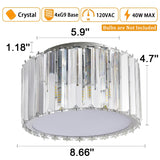 Modern Crystal Ceiling Light Fixture, BUXVRCS Mini Flush Mount Crystal Chandelier, H 5.89'' x W 8.66'' Small Crystal Ceiling Fixtures for Hallway Bedroom Bathroom G9 Socket BUXVRCS