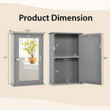 Tangkula Bathroom Medicine Cabinet with Mirror, Wall Mounted Single Mirror Door Storage Cabinet w/Adjustable Shelf, Wall Cabinet w/Reversible Door for Bathroom Living Room Hallway (Grey) Tangkula