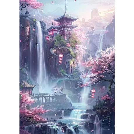 MXJSUA Waterfall Diamond Painting Kits for Adults, Wonderland 5D Diamond Art Kits for Beginners, DIY Full Drill Paint with Diamond for Home Wall Decor 12x16 Inch/30x40cm MXJSUA