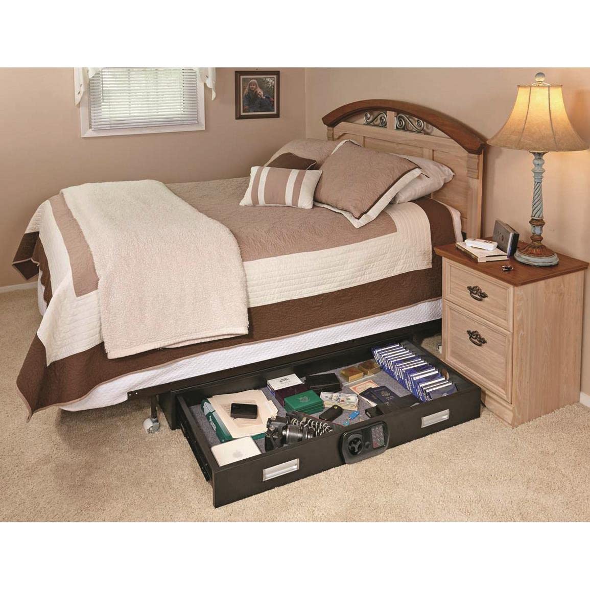 SnapSafe Under Bed Safe, XXL – Under Bed Gun Safe for Firearms, Ammunition and Valuables – Fits in Trunk of Larger SUVs – Easy Access, Out of Sight, Space Saving – Black, 48 x 7 x 24 Inches SnapSafe