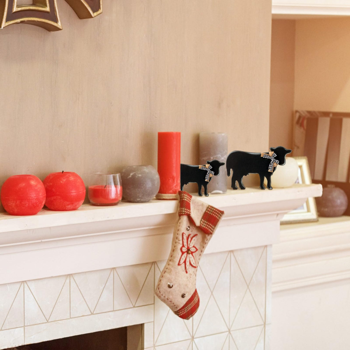 Bucherry 3 Pcs Farmhouse Cows Tiered Tray Decor Wooden Cow Tabletop Rustic Block Centerpiece Cow Table Sign Standing Ornament for Home Kitchen Holiday Party Decor(Popular Style) Bucherry