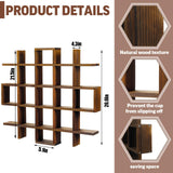 Suzile Rustic Brown Oversize Coffee Mug Display Rack Wooden Display Shelves Rustic Wooden Floating Curio Shelf Travel Mug Shelf Wall Mounted Coffee Suzile