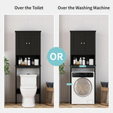 Shintenchi Over The Toilet Storage Cabinet, Bathroom Shelf Organizer with Anti-Tip Device Small Freestanding Space Saver with Adjustable Shelf，Black Shintenchi