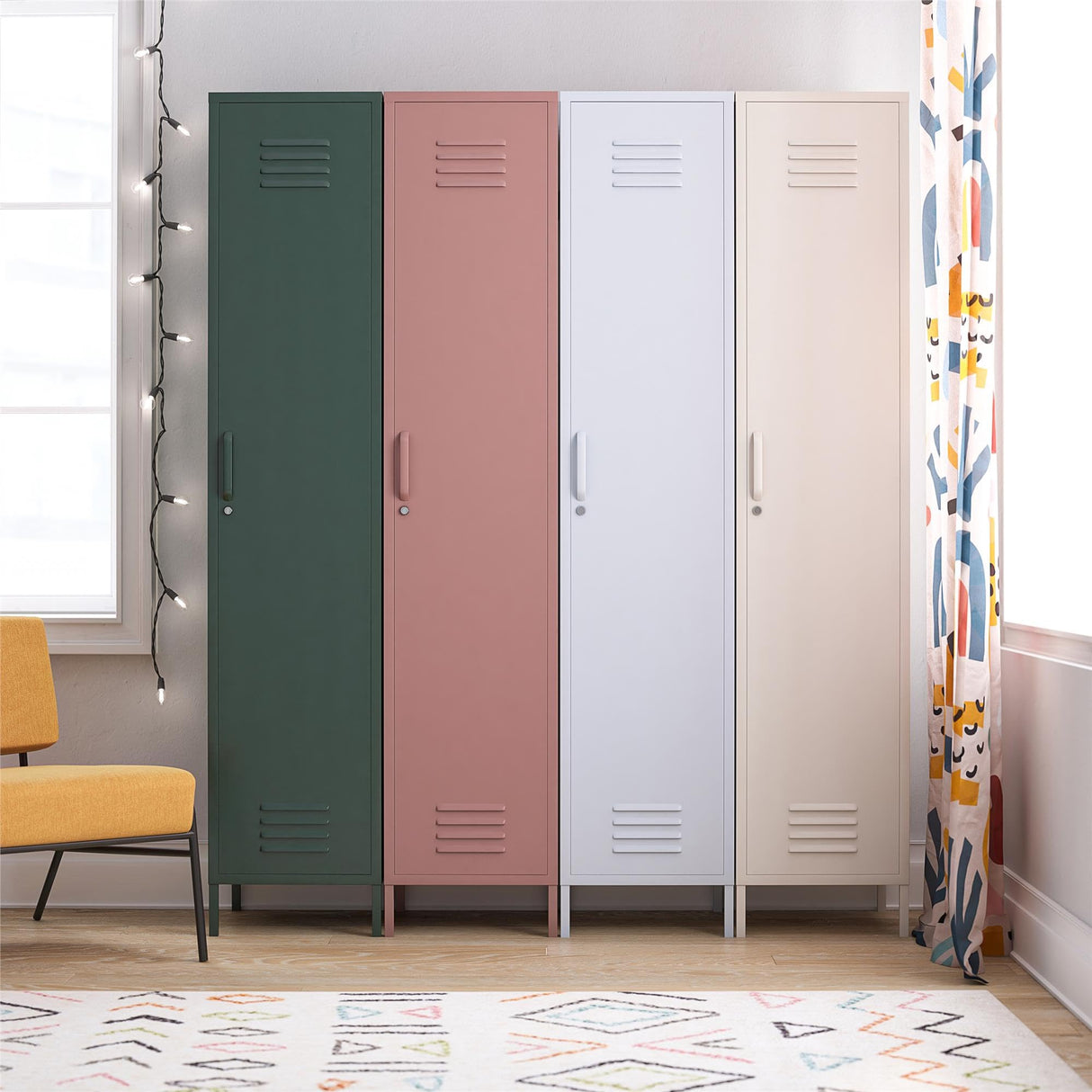 Novogratz Cache 1-Door Tall Single Metal Locker Style Storage Cabinet, Hunter Green Novogratz