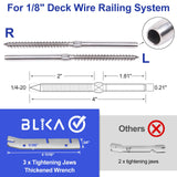 BLIKA 80 Pack T316 Stainless Steel Right&Left Handed Thread Swage Lag Screws for Wood Posts of 1/8" Stair Cable Railing Kit, Cable Railing Hardware with Wrench, DIY Wood Baluster BLIKA