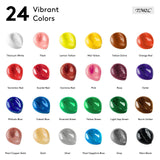 Acrylic Paint Set, 24 Colors (2 oz/Bottle) with 12 Art Brushes, Art Supplies for Painting Canvas, Wood, Ceramic & Fabric, Rich Pigments Lasting Quality for Beginners, Students & Professional Artist TMOL