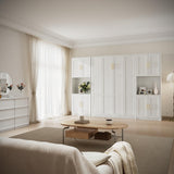 Farmhouse Murphy Bed Queen, 85" Wall Bed Folds to Save Space, Concealed Bed Frame with 2 Storage Cabinets and Wall Mounted Features for Apartment/Office/Guest Room Bobve