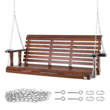 VEVOR Wooden Porch Swing 5.5 ft, Patio Bench Swing for Courtyard & Garden, Upgraded 880 lbs Strong Load Capacity, Heavy Duty Swing Chair Bench with Hanging Chains for Outdoors, Brown VEVOR