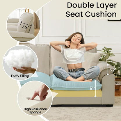 HALLYBEE Modular Sectional Sofa Deep Seat Cloud Couch with Reversible Chaise L Shaped Couch with Padded Armrests Chenille Sectional Couches for Living Room Apartment Office Beige