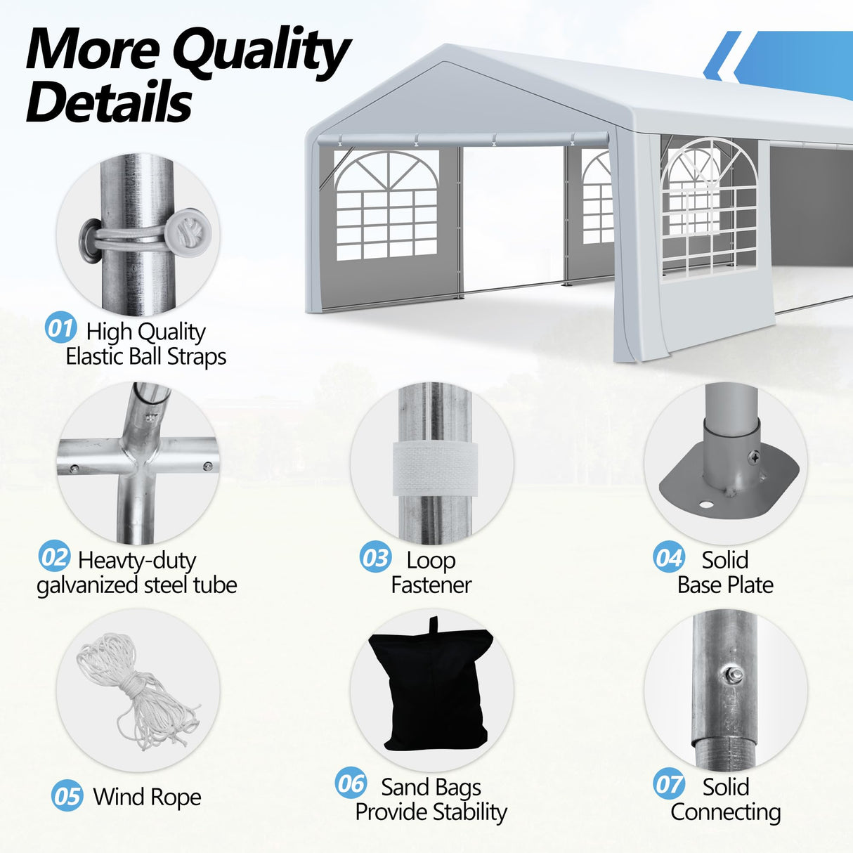 20'x30' Party Tent Heavy Duty, Large Wedding Event Tent with Removable Sidewalls & 4 Sand Bags, Event Canopy Shelter for Parties Outside UV50+ Waterproof, Carpas para Fiestas (20x30 FT) HOWSVN