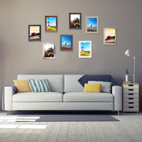 4x6 Picture Frames Set of 8, Rustic Picture Frames Multi Wood-Color,Vertical and Horizontal Formats for Wall Hanging and Tabletop Display,Perfect for Rustic Home & Office Decor Aibala