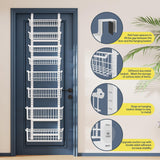 Over The Door Pantry Organizer, 8-Tier Over The Door Organizer with Adjustable Baskets, Metal Hanging Spice Rack for Pantry Organizers and Storage, Suitable for Kitchen Laundry Room & Bathroom, White MSERCUOR