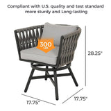 Grand patio 7-Piece Outdoor Dining Set for 6, Patio Dining Furniture Set for 6 Swivel Rope Wicker Chairs & 1 Expandable Rectangular Dining Table, Light Gray Brown Grand patio