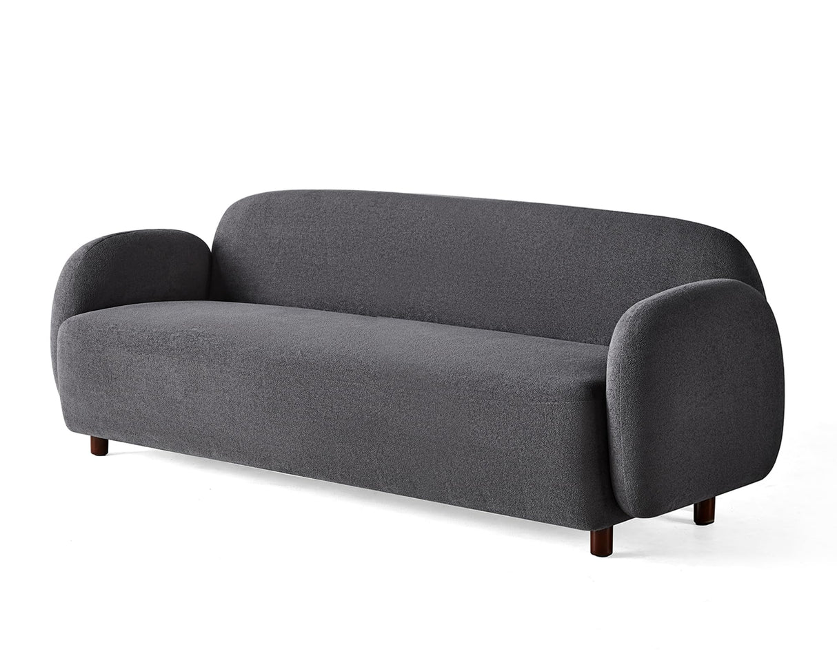 AMERLIFE Sofa, Curved Sofa with Deep Seat, 3 Seater Cloud Couch, Boucle Couch for Living Room, Grey AMERLIFE