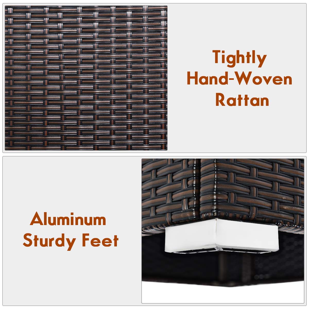 Tangkula 2 PCS Outdoor Wicker Armless Sofa, Patio Rattan Sectional Sofa Set w/2 Thick Seat Cushions and 2 Back Cushions, Additional Seats for Balcony Garden Patio Poolside (Black) Tangkula