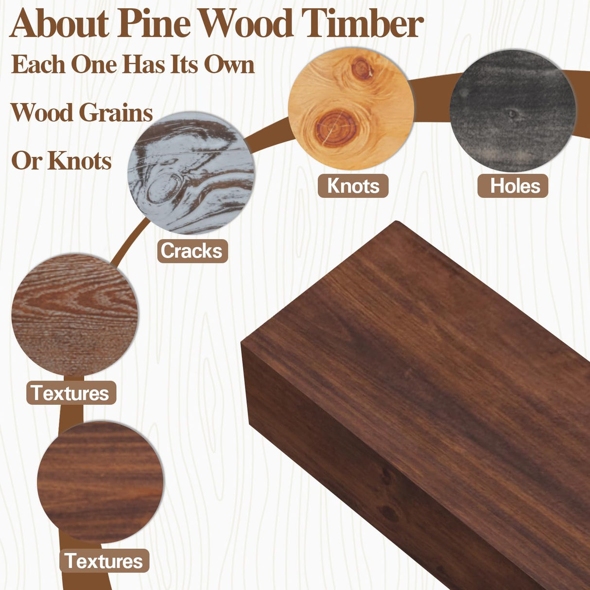 Fireplace Mantel, 72 in Handcrafted Solid Mantel Shelf with Invisible Heavy Duty Metal Bracket, Floating Mantel Shelf, Dark Brwon Eshoma