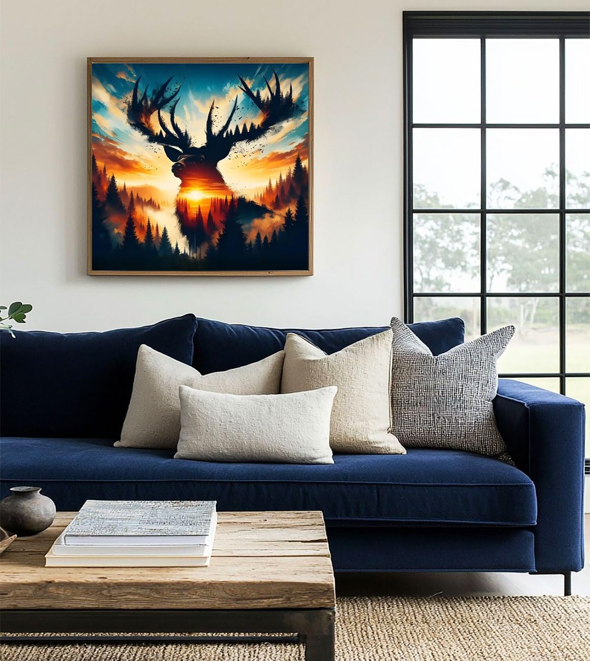 Forest Deer Diamond Art Kits for Adults,5D Full Round Drill Dots Diamond Painting Kits for Beginners Landscape Scenery,DIY Gem Art and Crafts Deer Paint by Diamonds Easy,Home Wall Decor 13.7X13.7 Inch SJDIYSTORE