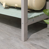 Outsunny Outdoor Wooden Potting Bench Table with Removable Sink, Garden Work Bench with Chalkboard, Drawer, Open Shelf Storage, Light Gray Outsunny