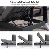 homary Outdoor Patio Conversation Sets, 6 Piece Aluminum & Teak Patio Sectional Sofa Set Outdoor Furniture with Adjustable Backrests, Waterproof, Fade Resistant Cushions Ideal for Patios & Balconies homary