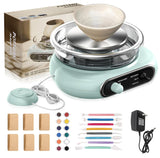 BIYQFCR Mini Pottery Wheel - 4.7Inch Rotating Electric Pottery Wheel, Pottery Wheel for Adults,Comes with 8Plastic Tools and 6Clay Sets,Suitable for Kids,Teenagers and Adults Beginners Craft Clay Kit BIYQFCR