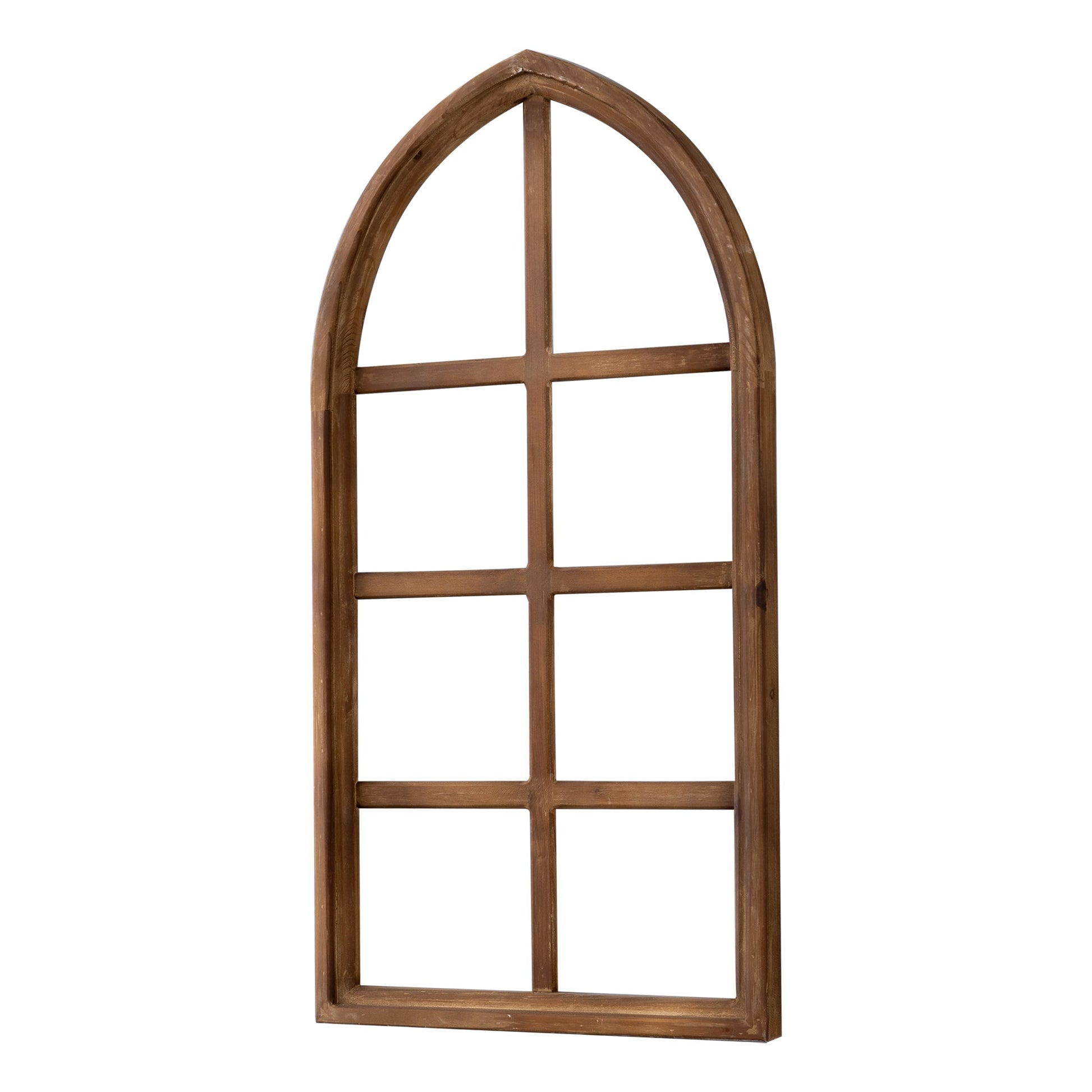 Sintosin Rustic Wooden Window Frames for Wall Decor 18 X 36 Inches, Hanging Burning Finish Farmhouse Arched Faux Window Frame, Cathedral Window Pane Wall Decor for Fireplace Bedroom Living Ro - WoodArtSupply