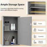 Tangkula Bathroom Medicine Cabinet with Mirror, Wall Mounted Single Mirror Door Storage Cabinet w/Adjustable Shelf, Wall Cabinet w/Reversible Door for Bathroom Living Room Hallway (Grey) Tangkula