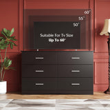 WLIVE Wood Dresser for Bedroom, Wide Chest of Drawers with 6 Drawer, Oak Furniture Large Storage Tower Unit, Closet Store Organizer for Living Room, Hallway, Long Nightstand, Modern Minimalist Black WLIVE
