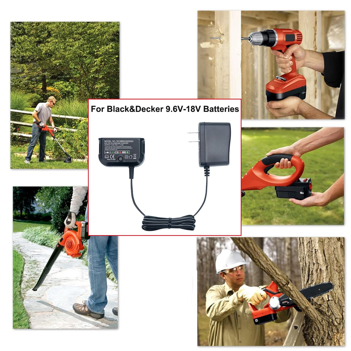 Replace for Black and Decker 18V Battery Charger 90556254-01 9.6V-18V NiCad & NiMh Battery HPB12 FS12B HPB14 FSB14 HPB18 HPB18-OPE FSB18 HPB96 FSB96 Gonocop