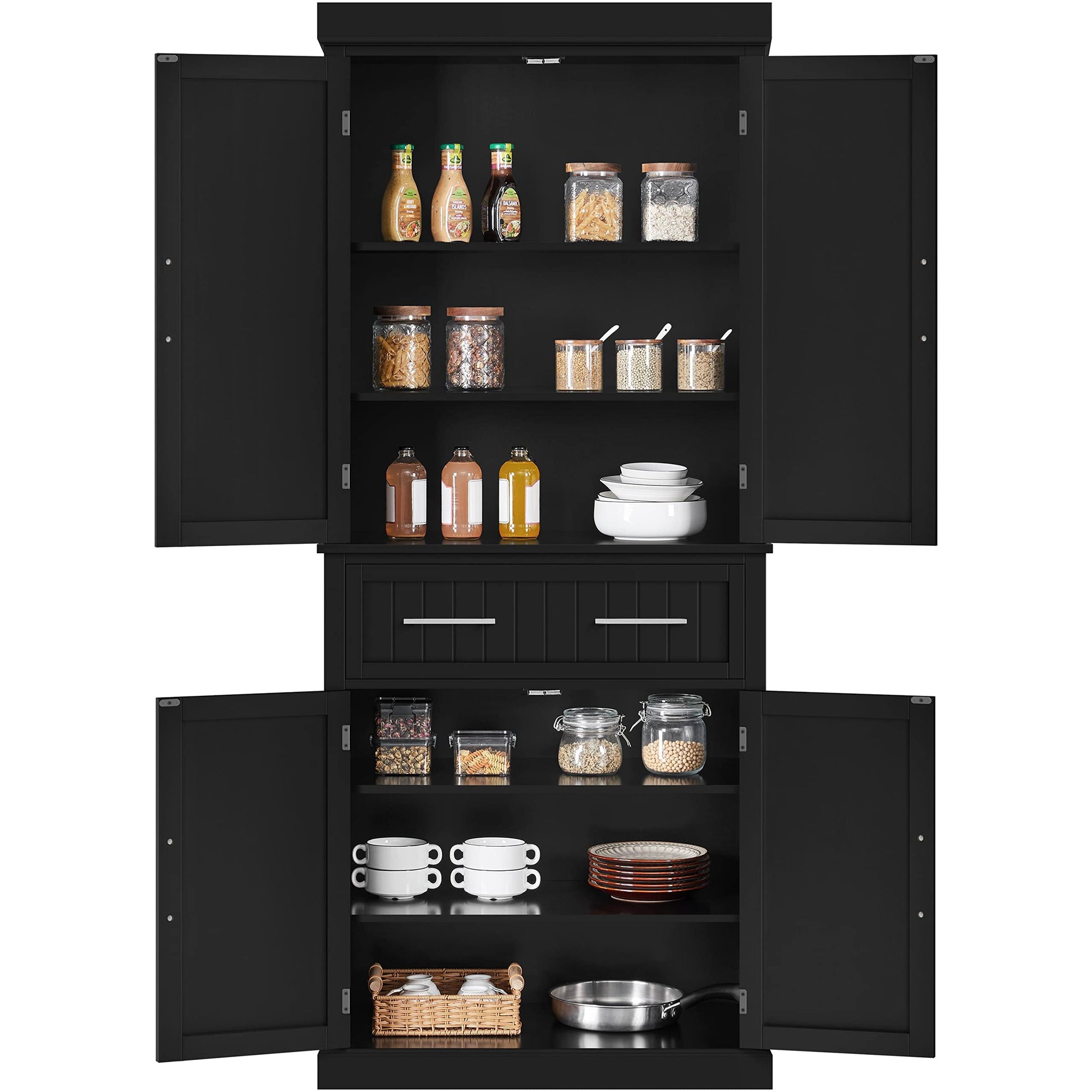 Yaheetech Kitchen Pantry Storage Cabinet with Drawer, Freestanding Pantry Cabinets with 2 Adjustable Shelves, 72.5" Tall Storage Cupboard for - WoodArtSupply