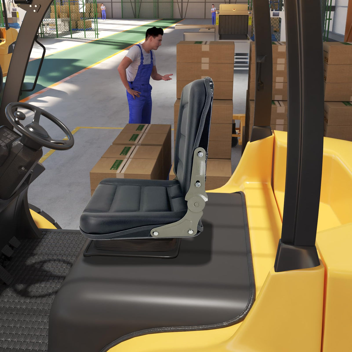 CDZHLTG Forklift Seat Suspension Tractor Seat with 140° Adjustable Back Angle fit Excavator, Forklift, Tractor, Skid Loader, Backhoe Dozer Telehandler, Heavy Mechanical Seat - Black CDZHLTG
