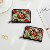 DoxQcs Anti-demagnetization Coin Card Holder, DIY Diamond Art Painting Leather Zipper Card Case Wallet-Ladybird-2 DoxQcs