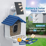 Smart Bird Feeder with Camera Solar Powered & AI Bird Identification, 2.4Ghz WiFi Camera Bird Feeder, 2K Hd Live Video Bird Feeder Camera, Nstant Arrival Alerts - Best Gifts for Bird Lovers NAVFS