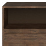 SIMPLIHOME Chase SOLID ACACIA WOOD and Metal 54 inch Wide Modern Industrial Low Bookcase in Rustic Natural Aged Brown SIMPLIHOME